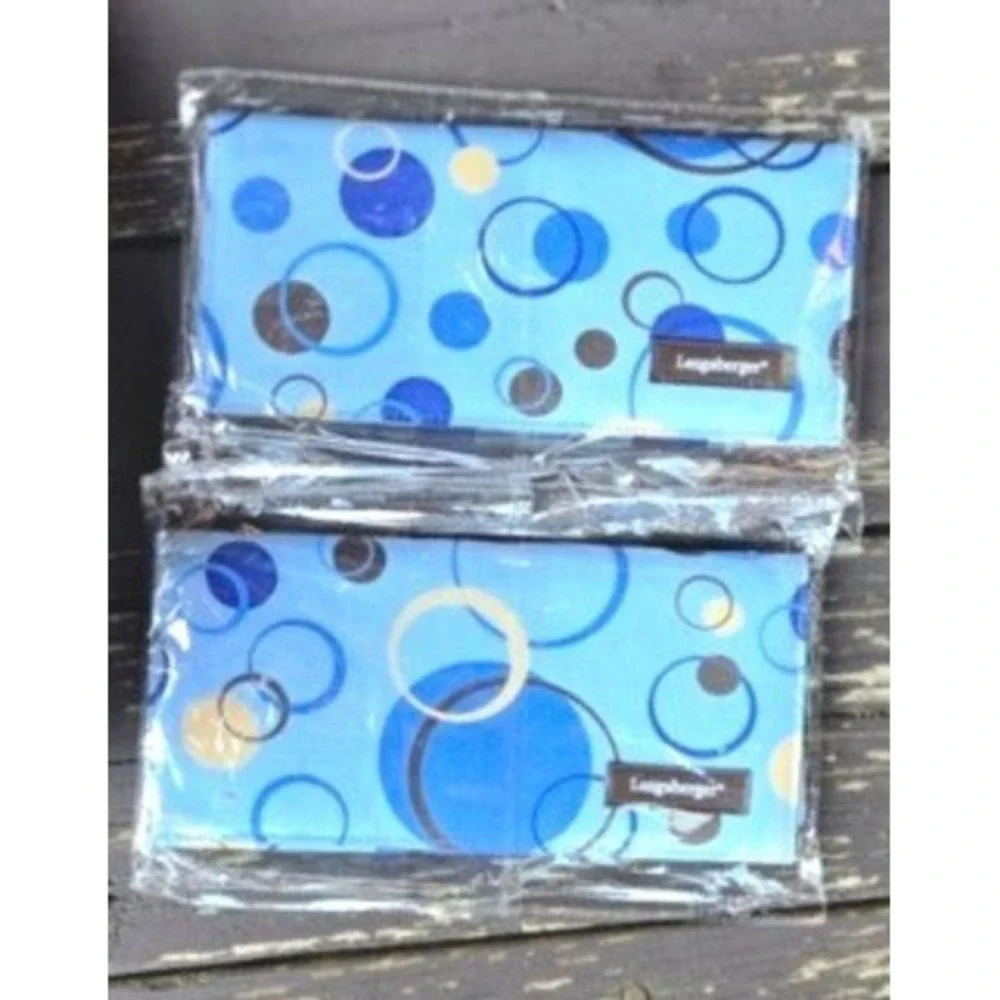 Longaberger Blue Circles Tote Bag Set with 2 Sealed Matching Pouches